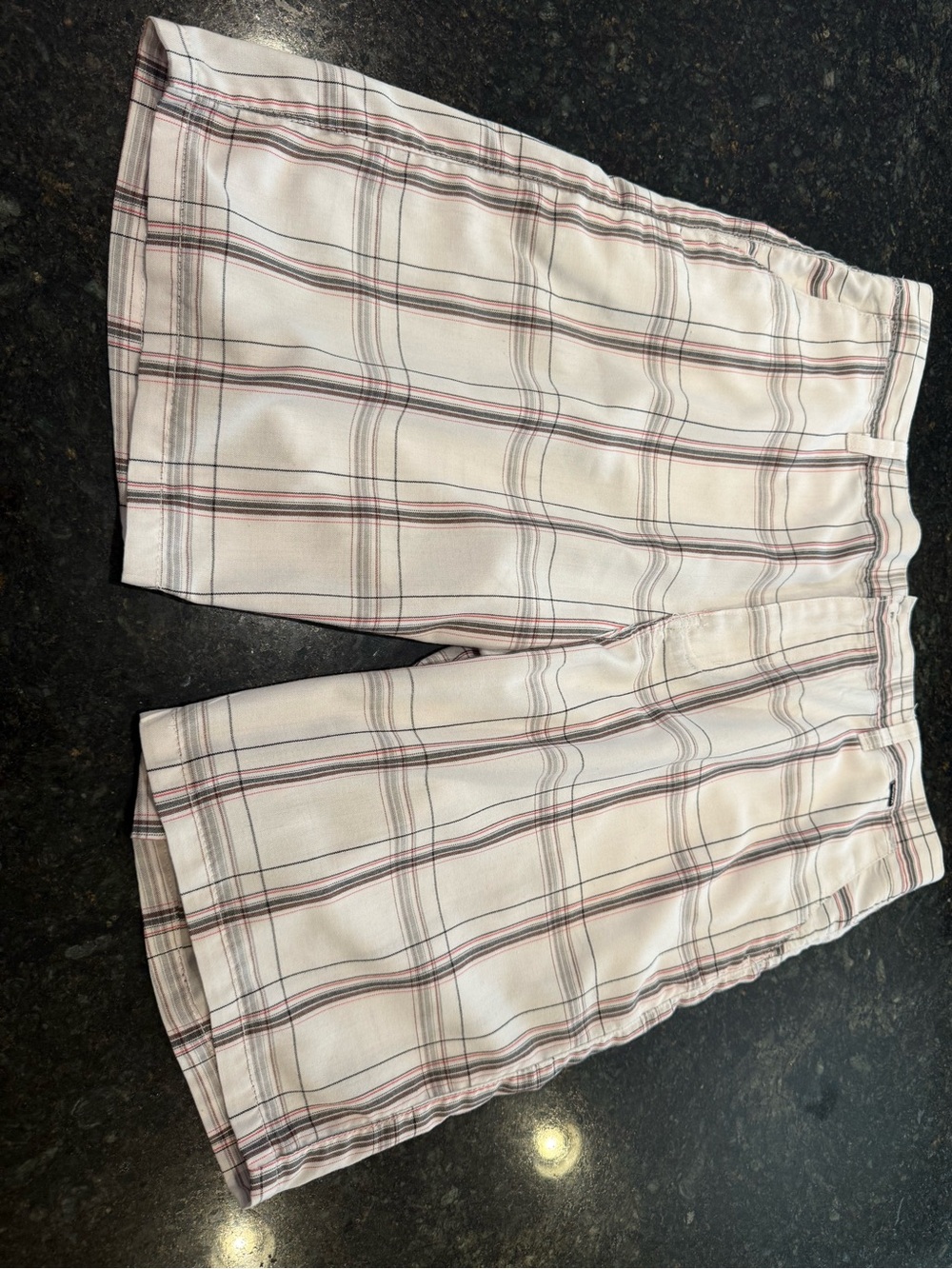 Classic Plaid Women’s Shorts - White with Pink & Black Stripes